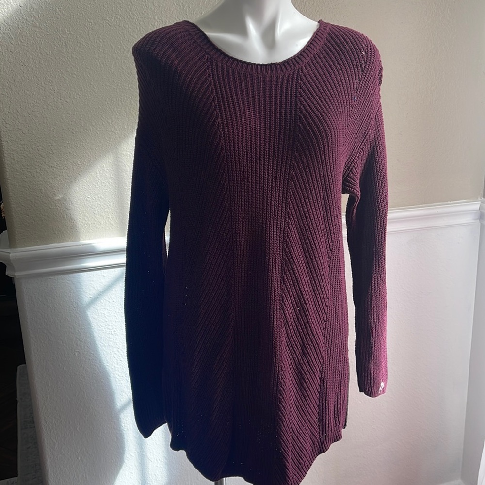 Caslon sweater  burgundy with side zipper detail size L